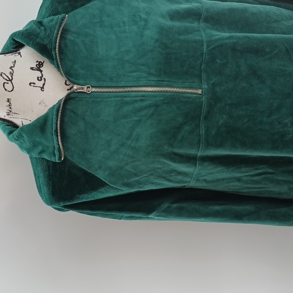 Wild Fable Sweatshirt Green Quarter Zip Velour Tunic Pullover Womens - Picture 3 of 8